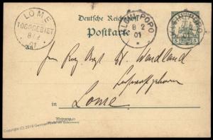 Germany 1901 KPANDU KLEIN POPO to LOME Togo Postal Stationery Ganzsachen C 82292