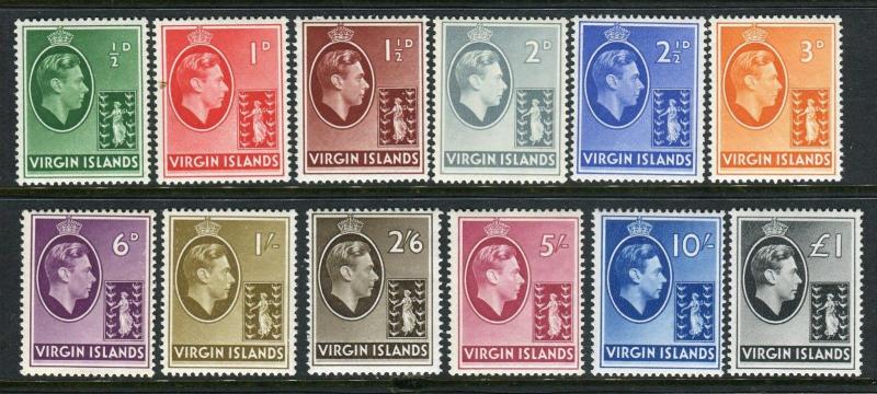 BRITISH VIRGIN ISLANDS-1938-47  An unmounted mint set to £1 Sg 110a-121