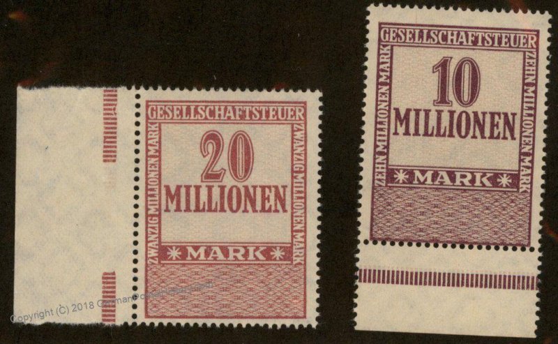 Germany Weimar Inflation Business Tax Revenue Stamps MNG 96237