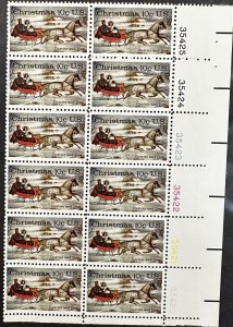 US #1551 MNH VF Plate Block of 12 - 10c Christmas 1974 [CVR280]