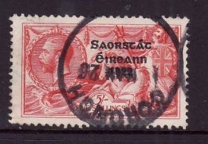 Ireland-Sc#78-used 5sh carmine KGV Seahorse-1922 is 5&1/2 mm long-dated 1 May