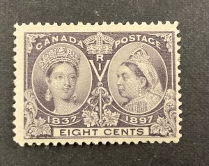 CANADA #56 - 1897 8 cent Queen Victoria Jubilee issue, F/VF, Mint Hinged