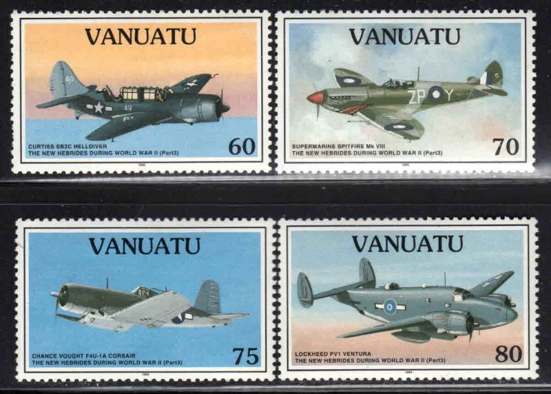 Vanuatu # 664-67 ~ Cplt Set of 4 ~ WW2 Military Planes ~ MInt, NH  (1995)