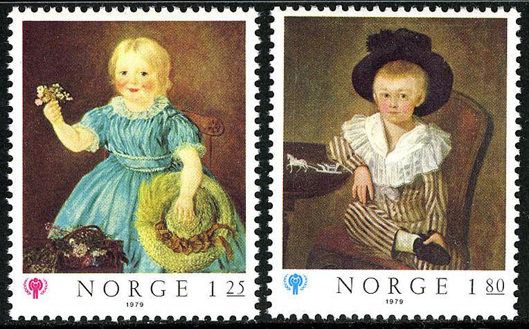 Norway 744-745, MNH. IYC. Art. Girl, by Stoltenberger; Boy, by Hosenfelder, 1979