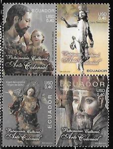 Ecuador 2005 Colonial Religious Sculptures Art Blk of 4 Sc 1759 MNH