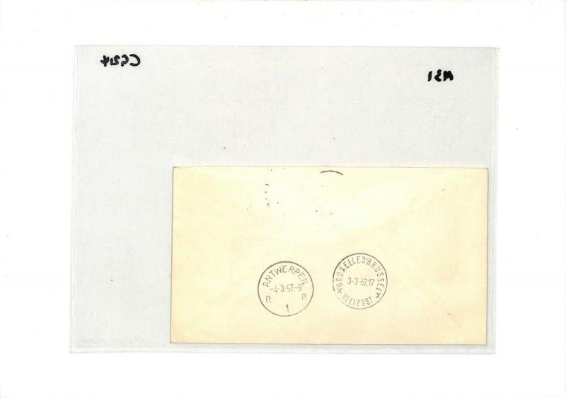 FRANCE Paris Helicopter Flight Cover BELGIUM Antwerp 1957{samwells-covers} CG214