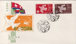 Europa Spain 1961 Madrid Bird Cancels Bird+FlagsPicture FDC Stamps Cover Rf25963