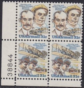 C92a Wright Brothers Plate Block MNH