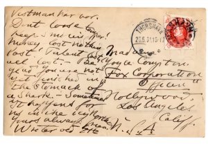 FAROE ISLANDS 1927 VESTMANHAVN THORSHAVN ON CARD TO  CALIFORNIA USA