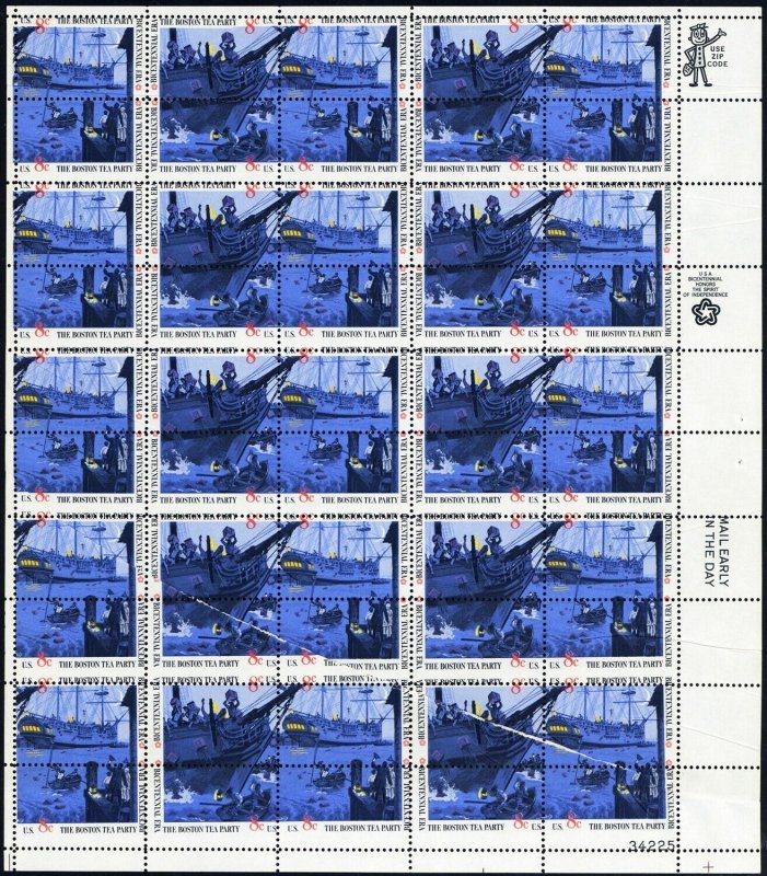 1483a, MNH 8¢ - Paper Fold & Misperforated Error In Complete Sheet - Stuart Katz