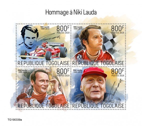 TOGO - 2019 - Tribute to Niki Lauda - Perf 4v Sheet - MNH