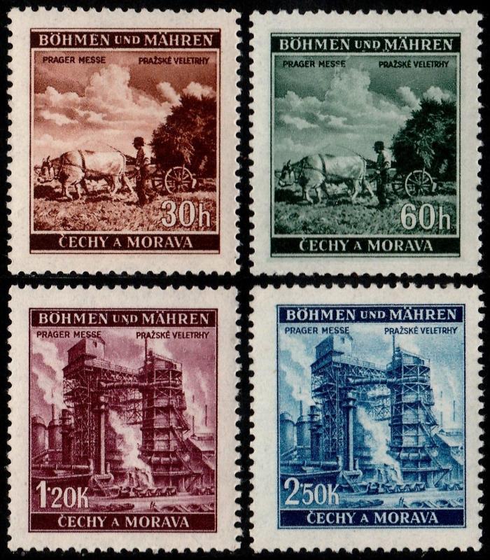 ✔️  GERMANY BOHEMIA MORAVIA 1941 WWII NAZI ERA - SC. 56/59 ** MNH OG [GBM075]