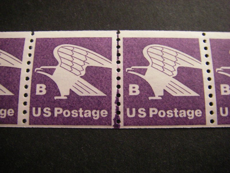 Scott 1820, 18c B Purple Eagle long Line Pair, MNH Coil Beauty