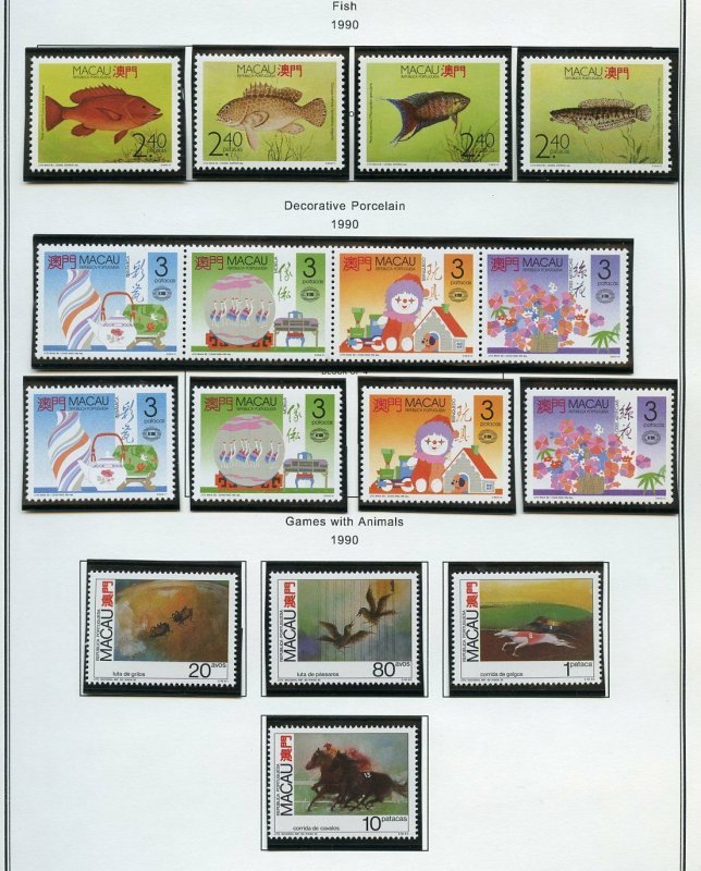 MACAU 1990 SELECTION  STAMPS AND SOUVENIR SHEETS MINT VF NH OG-SCOTT $239.00++