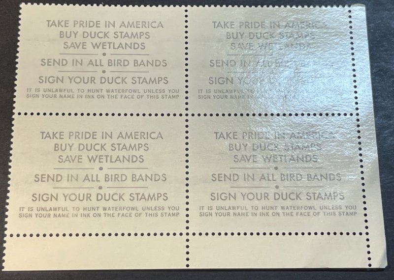 U.S.# RW54-MINT/NEVER HINGED---FEDERAL DUCK STAMP/PLATE # BLOCK OF 4----1987