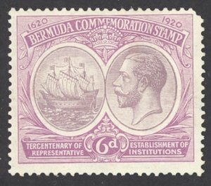 Bermuda Sc# 69 MH 1920-1921 6p Seal of the Colony & KGV