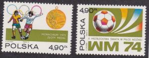 Poland # 2036-2037, Soccer Ball - Olympics, NH