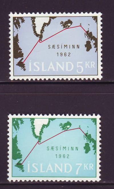 Iceland Sc 350-1 1962 Submarine Cable stamp set mint NH