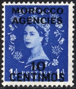 Morocco Agencies #106 1d Queen Elizabeth II: 10 Centimos Overprint (1955) MNH