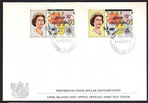 COOK IS 1970 $4 overprint (both) on official FDC...........................B1809