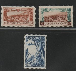 French Guiana Scott C8A-C  airmail stamp set