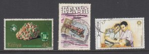 Kenya Sc 112, 540, 781 used. 1977-2005, 3 better postally used stamps, VF.