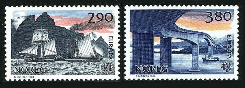 Norway 928-9,MNH.Michel 996-997. EUROPE CEPT-1988.Transport:Steamer,Bridge.