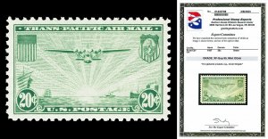 Scott C21 1937 20c China Clipper Airmail Issue Mint Graded XF-Sup 95 NH PSE CERT