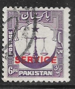 Pakistan O15: 6p Scales, Star and Crescent, used, F-VF