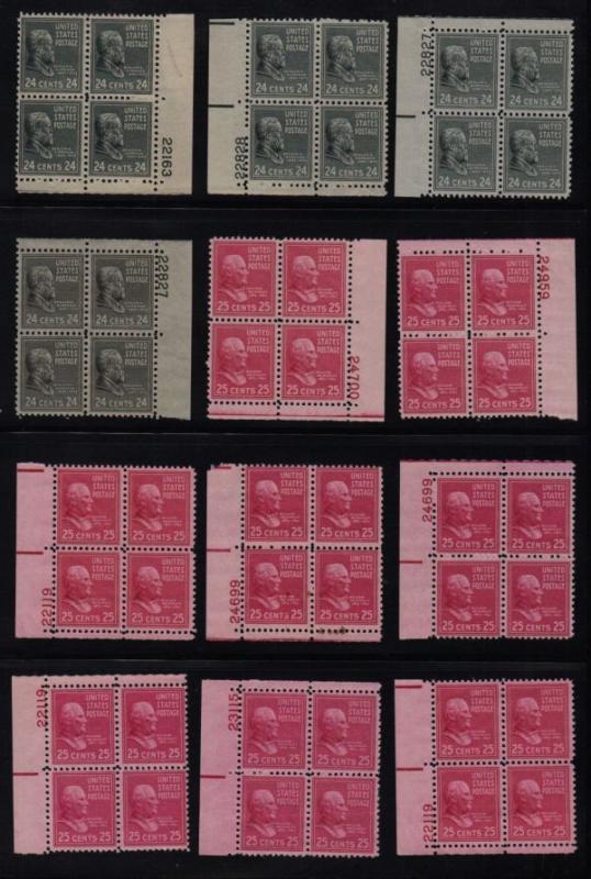 1938 PREXY Sc 803-29 lot MNH 156 plate blocks CV $765