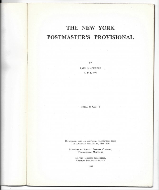 Doyle's_Stamps: The New York Postmaster's Provisional, 1936, MacGuffin