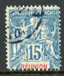 Reunion 1892 French 30¢ Peace & Colonial Scott #41 Fournier Facsimile VFU T546