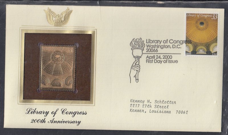 United States Scott 3390 PCE FDC - Library of Congress, 200th Anniv.