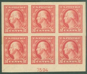 EDW1949SELL : USA 1912 Sc #409 P/B of 6. XF, Mint OG VLH. Jumbo margins. Cat $35