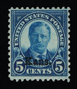 GENUINE SCOTT #663 VF-XF MINT PRISTINE OG NH 1929 KANSAS OVERPRINT ISSUE #8955