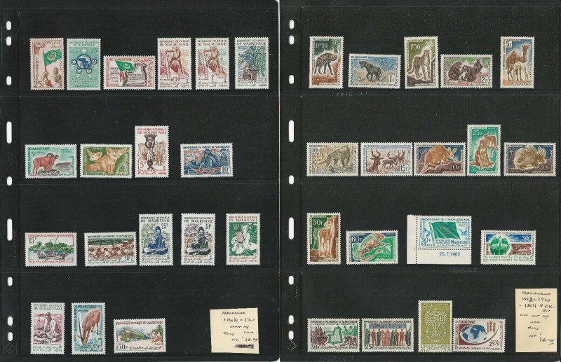 Mauritania Stamp Collection Mint NH, 1960's, 3 Pages, JFZ