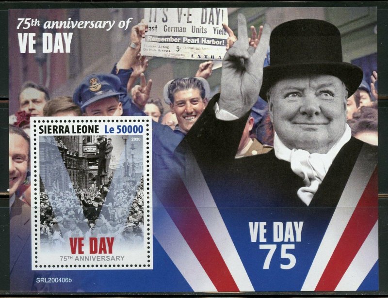 SIERRA LEONE 2020  75th ANNIVERSARY  OF VE DAY CHURCHILL SOUVENIR SHEET MINT NH