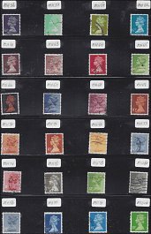 #1 LOT GREAT BRITAIN--MACHINS   24 USED    SEE DESCRIPTION FOR PART NUMBERS
