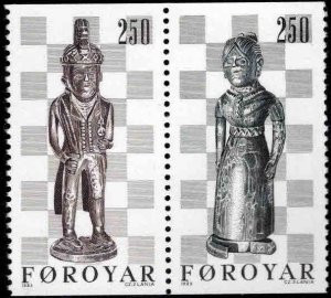 FAROE ISLANDS Scott 93-94b, pair, King and Queen Chess Pieces Mint No Gum