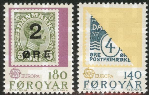 FAROE ISLANDS Scott 43-44 MNH** Europa 1979  stamp on stamp