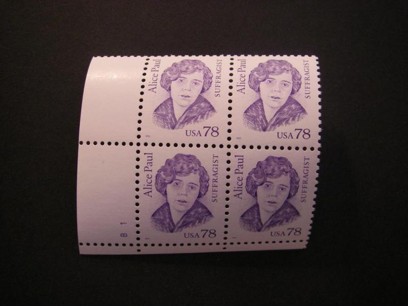 Scott 2943, 78c Alice Paul, PB4 #B1 LL, MNH Great Americans Beauty