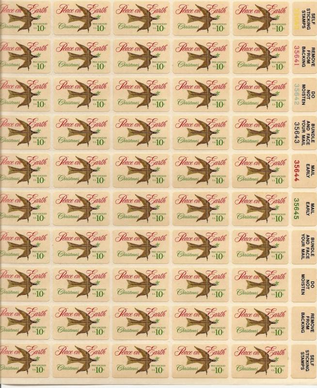 1974 Christmas Issue. Scott #1552 $.10 Sheet of Fifty.  MNH