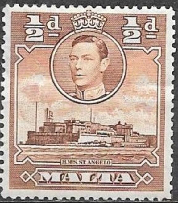 Malta 1938 George VI, 1/2p, mint hinged, Scott #192