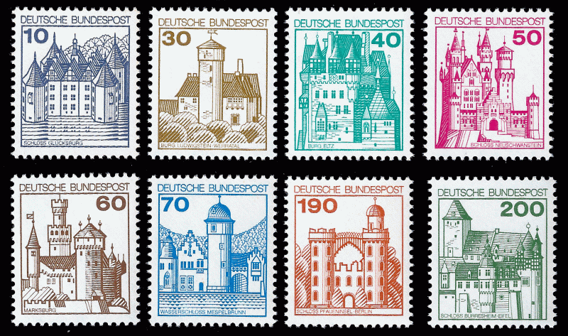Germany, FRG 1977 Scott 1231//1240A Castles Issue **