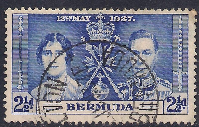 Bermuda 1937 KGV1 2 1/2d Blue Coronation SG 109  ( C1138 )