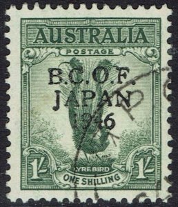 AUSTRALIA BCOF JAPAN OCCUPATION 1946 LYREBIRD 1/- OVERPRINTED USED