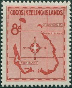 Cocos Islands 1963 SG3 8d Map MNH