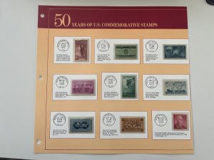 1955 50 YEARS OF U.S. COMMEMORATIVE STAMP Albums Panel of stamps