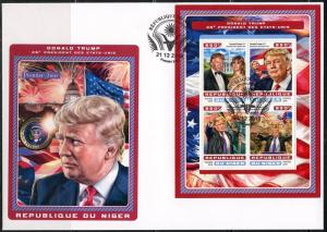 NIGER 2016  DONALD TRUMP 45th PRESIDENT OF THE US  STATUE OF LIBERTY SHEET FDC