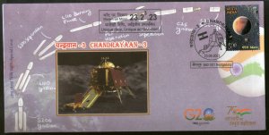 India 2023 Chandrayaan-3 Vikram on Moon Space Satellite Special Cover # 18830